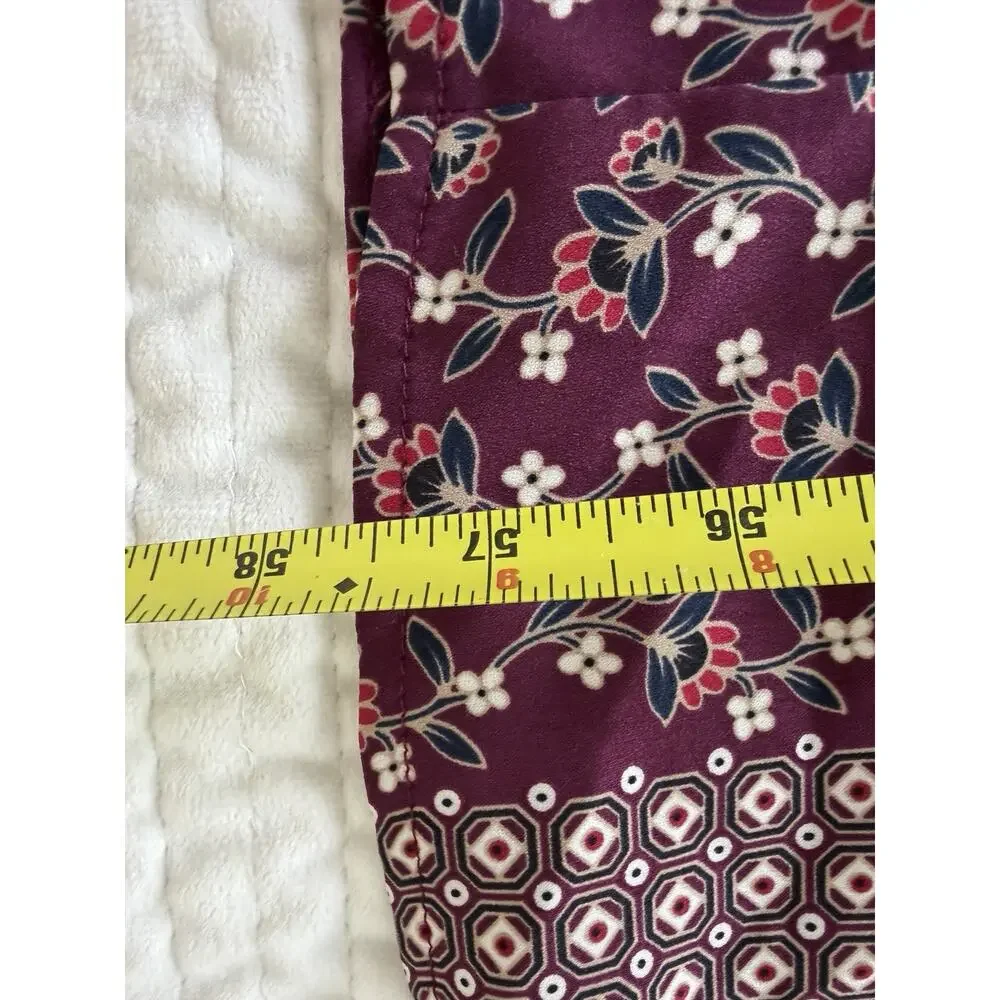 Gal Meets Glam Collection Dress US 4 Burgundy Floral Long Sleeve Square Neck